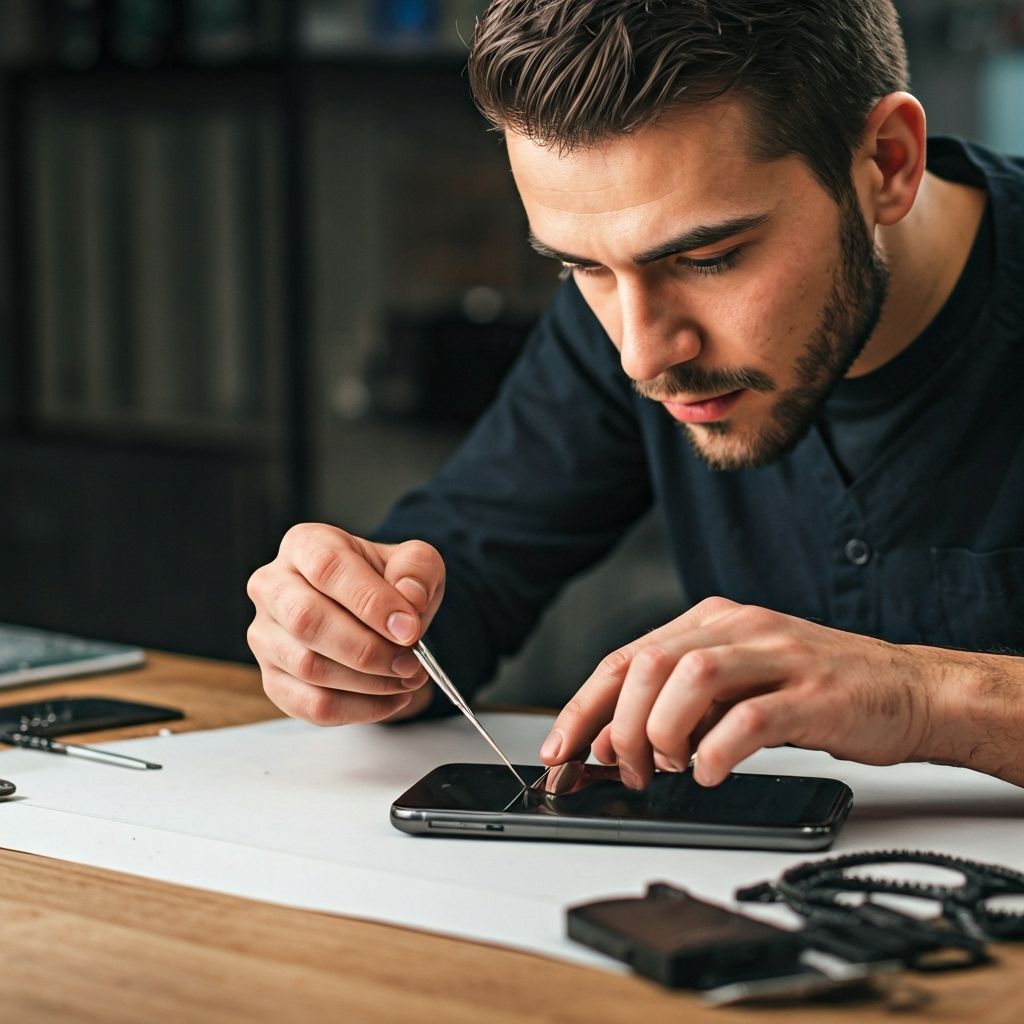 Técnico reparando dispositivo